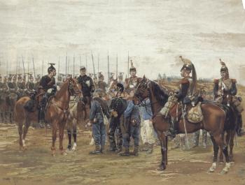 愛德華 德太耶 A French Cavalry Officer Guarding Captured Bavarian Soldiers